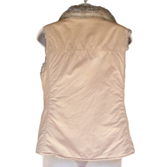 GAP Vest, XS, Reversible/Cotton & Faux Fur, Pockets, Zipper, Collared, Khaki - Picture 5 of 8